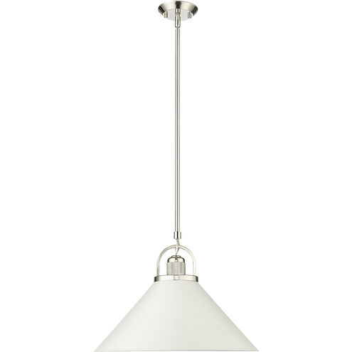 Artistan 1 Light 13.1 inch Polished Nickel/Matte White Indoor Pendant Ceiling Light